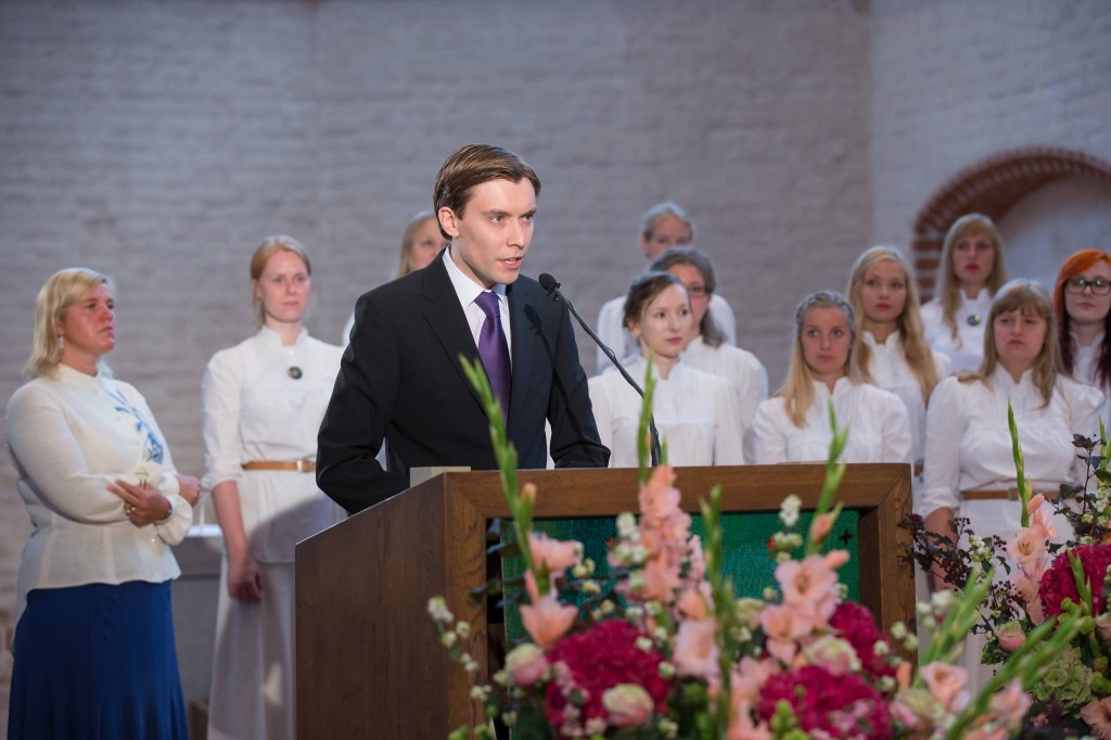 Martin Noorkõiv Tartu ülikooli avaaktusel. Foto: TÜ Üliõpilasesindus