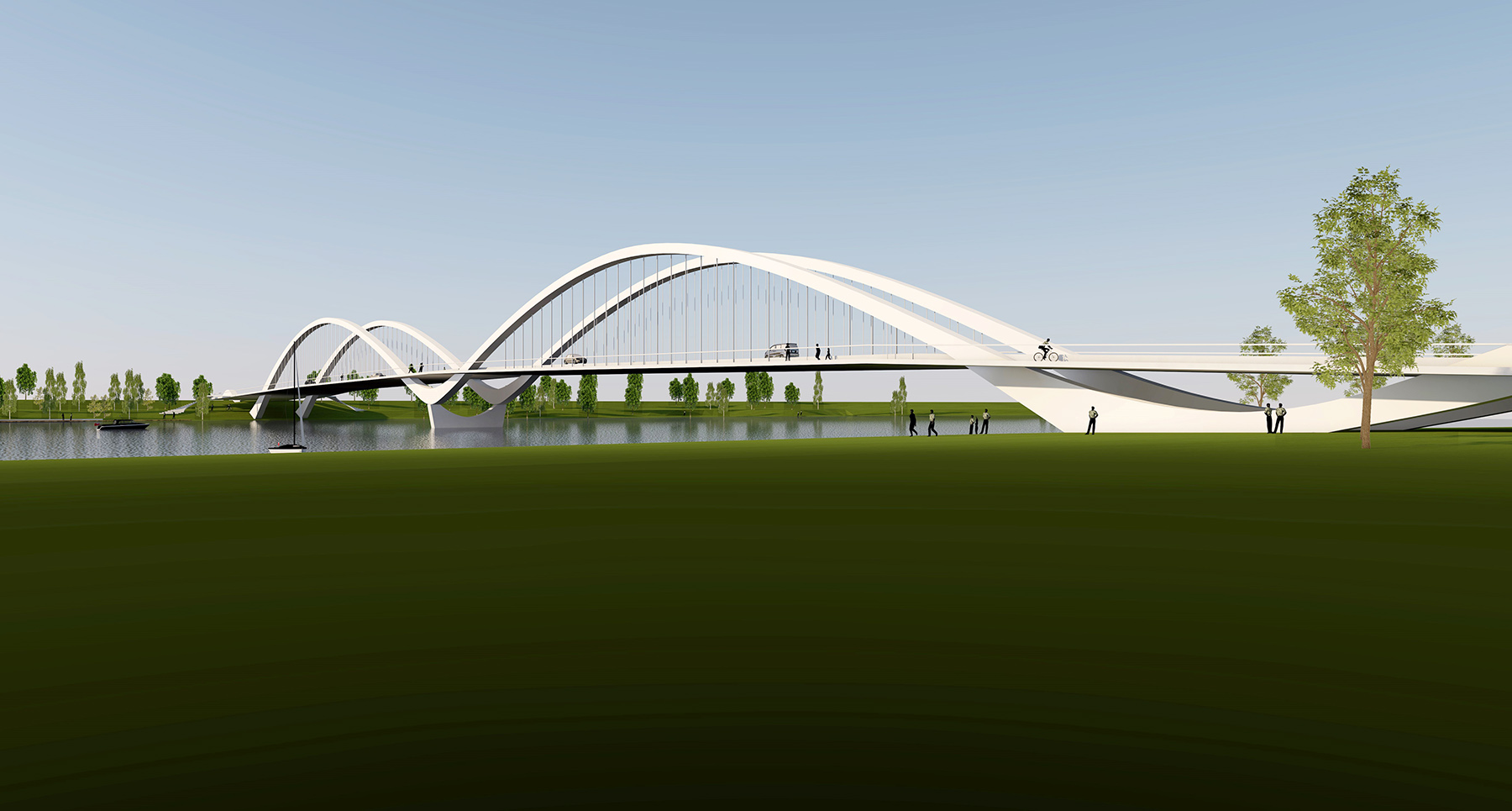 Pärnu kesklinna kavandatava uue autosilla võistlustöö võidutöö Luik 3D visuaal Pärnu kesklinna kavandatava uue autosilla võistlustöö võidutöö Luik 3D visuaal