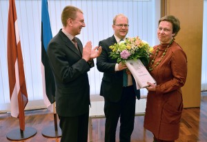 Tänavune Eesti-Läti tõlkeauhinna võitja on Maima Grīnberga. Foto: välisministeeriumi pressibüroo